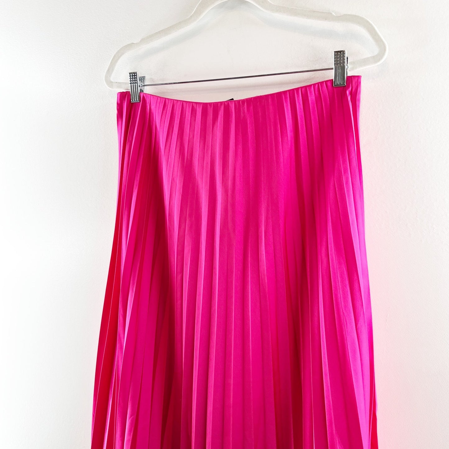 J. Crew Gwyneth Pleated Midi Satin Slip Skirt Pink Medium