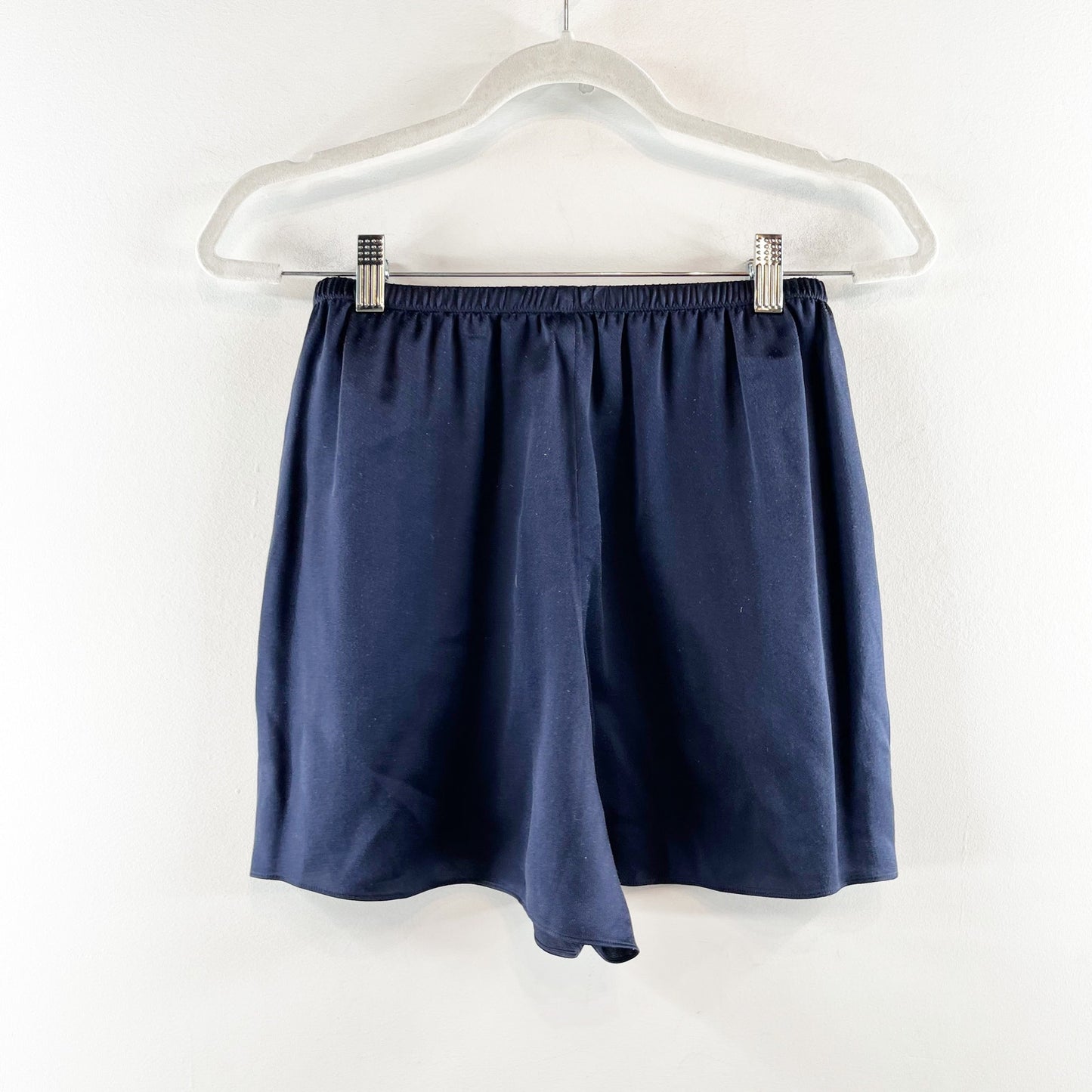 Vince Satin Pull On Elastic Silk Lined Mini Skirt Coastal Navy Blue XS