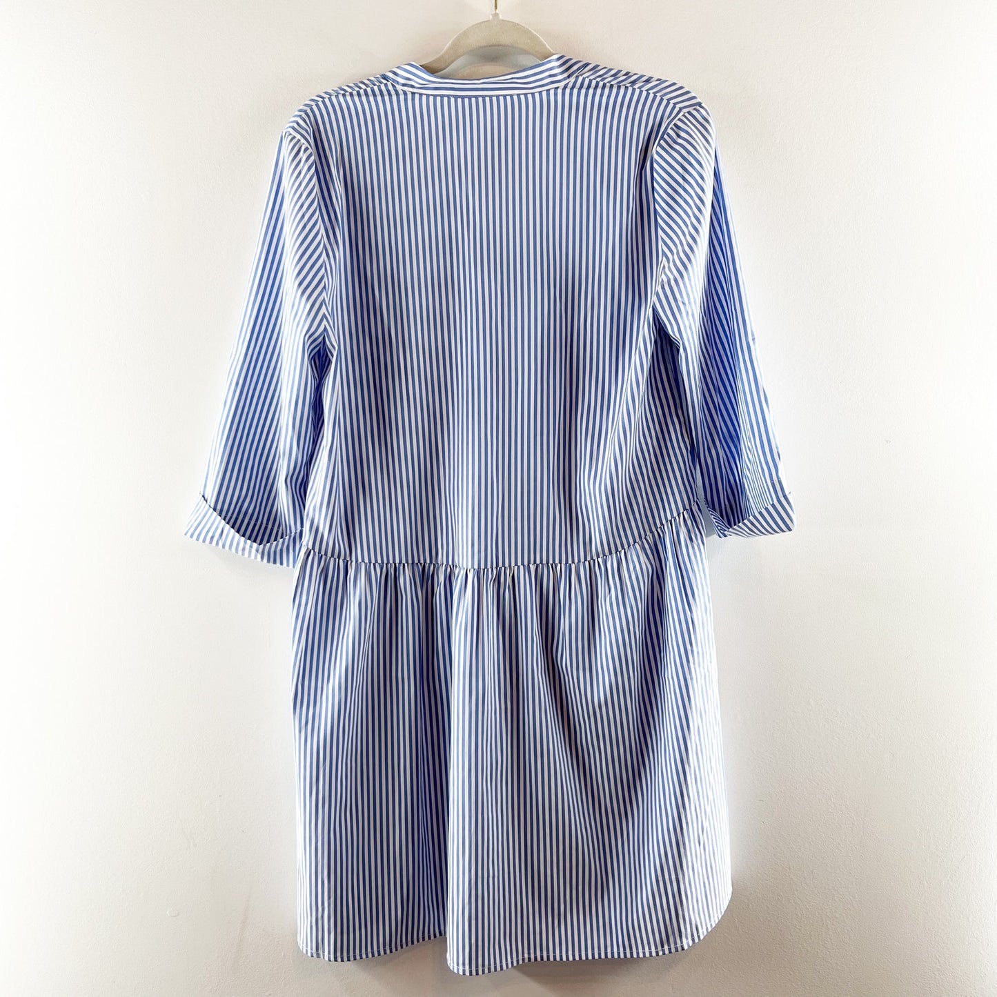 Tuckernuck Royal Striped 3/4 Sleeve Shirt Mini Dress Blue White Small