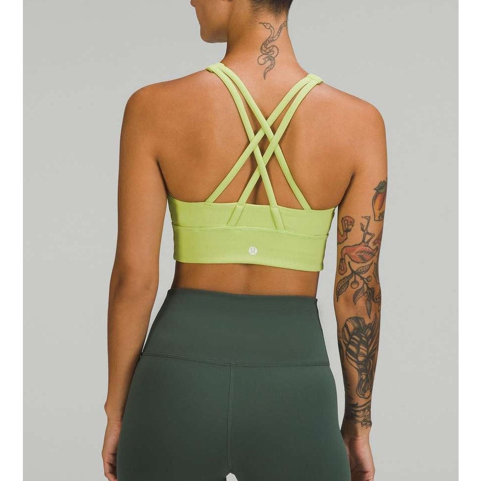 Lululemon Athletica Energy High-Neck Longline Ribbed Luxtreme Bra Lucid Lime 4