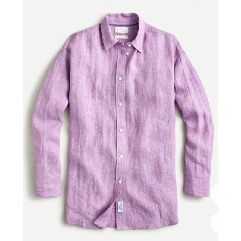 Baird McNutt Irish Linen for J. Crew Slim-Fit Button-Up Shirt Purple 12 Petite