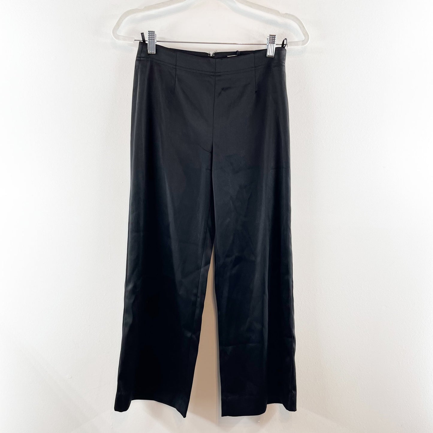 Banana Republic Mid-Rise Kick-Flare Satin Ankle Trouser Pants Black Petite 2