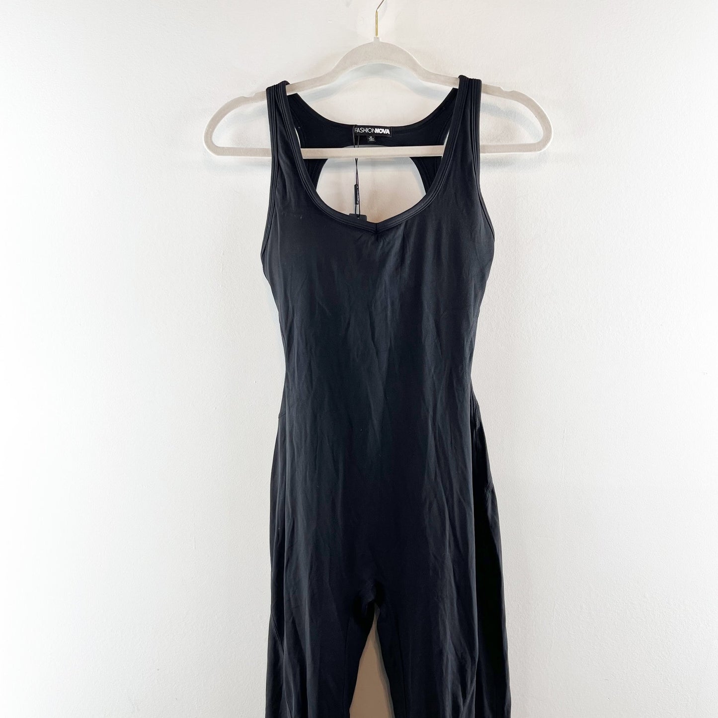 Fashion Nova Let's Get Active Sleeveless Flare Jumpsuit Black Medium