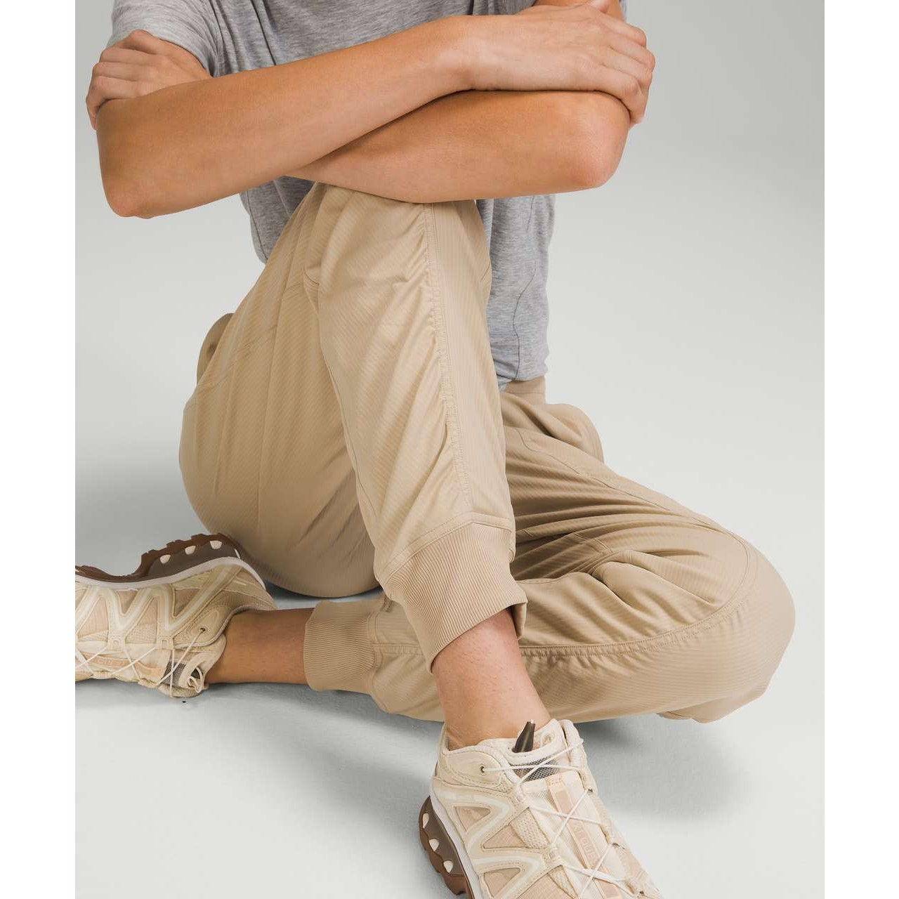 Lululemon Athletica Dance Studio Drawstring Jogger Pants Lined Trench Tan 4