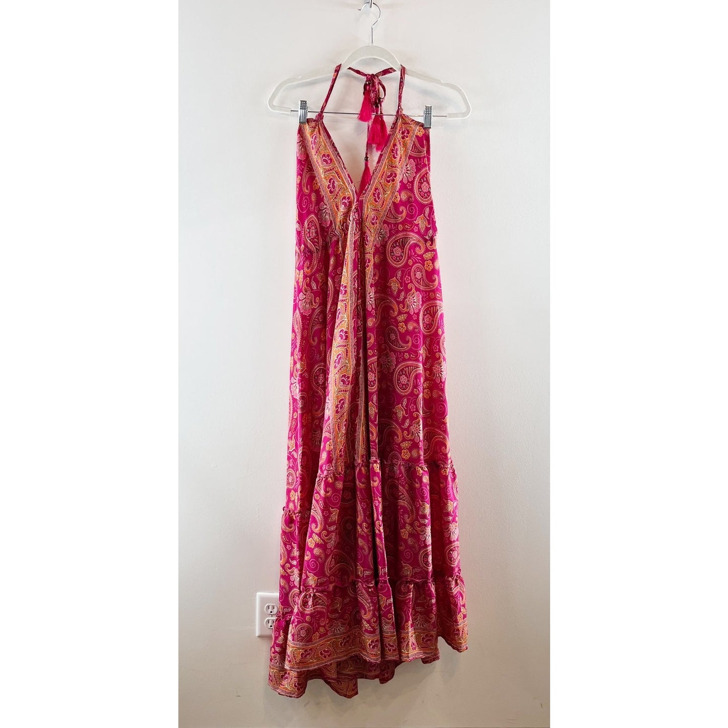 Jackpot Halter Printed Maxi Dress Pink One Size