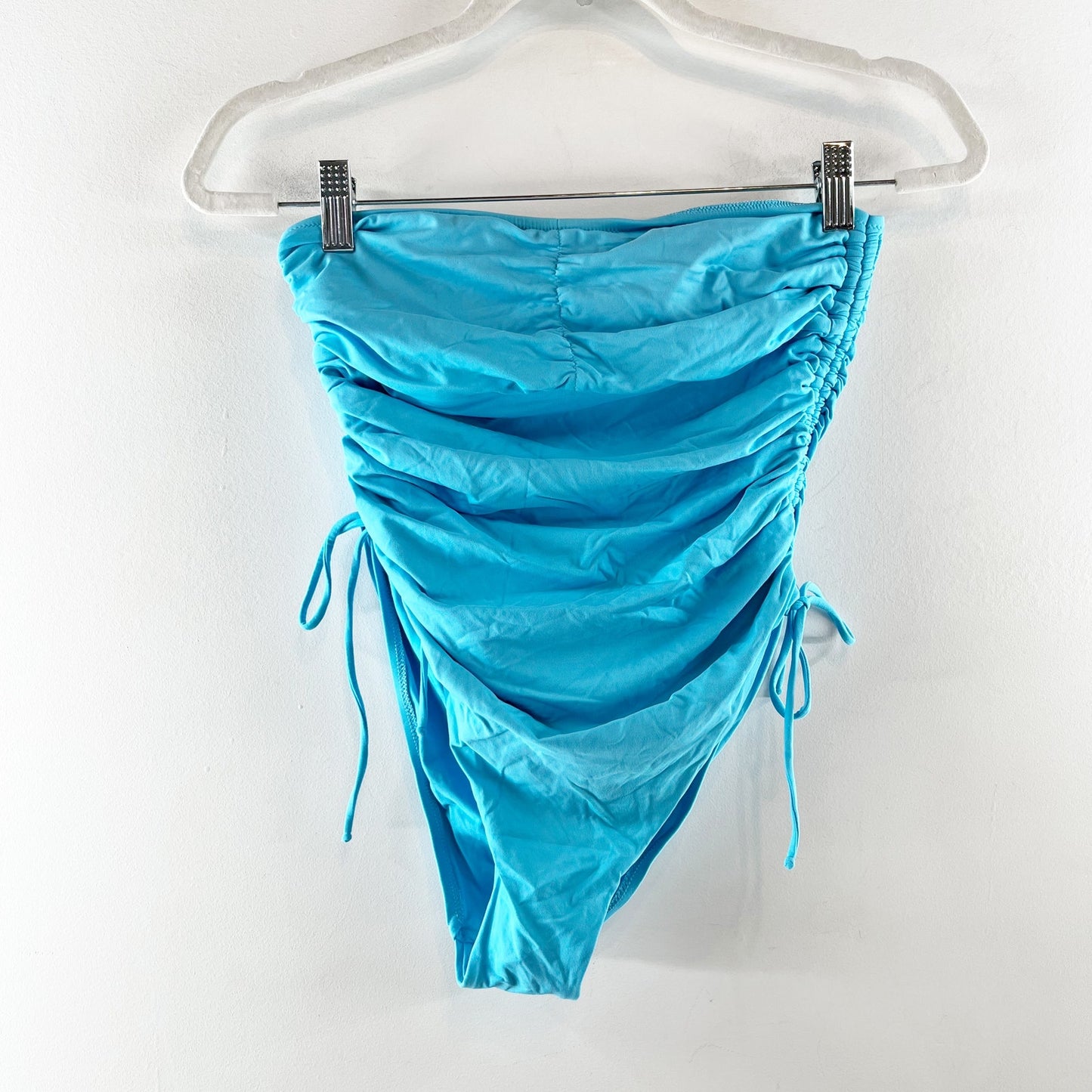 Melissa Odabash Sydney Strapless Ruched Bandeau Swimsuit Sky Blue US 6