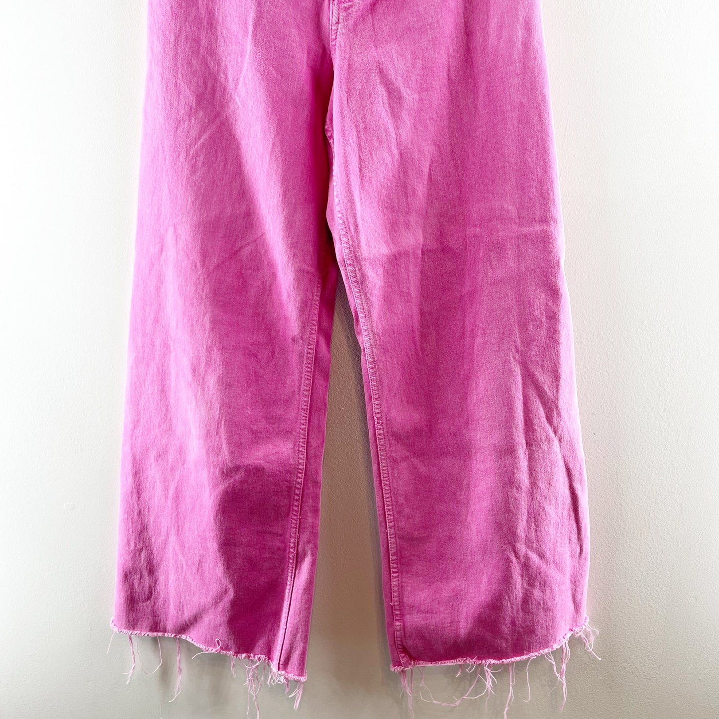 ZARA The Marine Straight Wide Leg High Rise Jeans Pink 6
