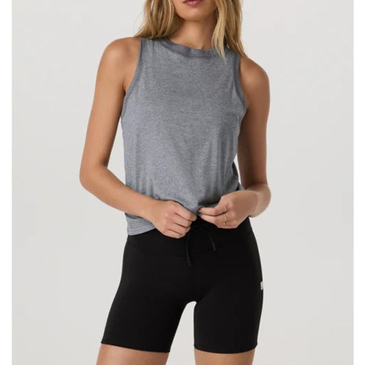 Vuori Energy Sleeveless High Neck Tank Top Heather Grey Small