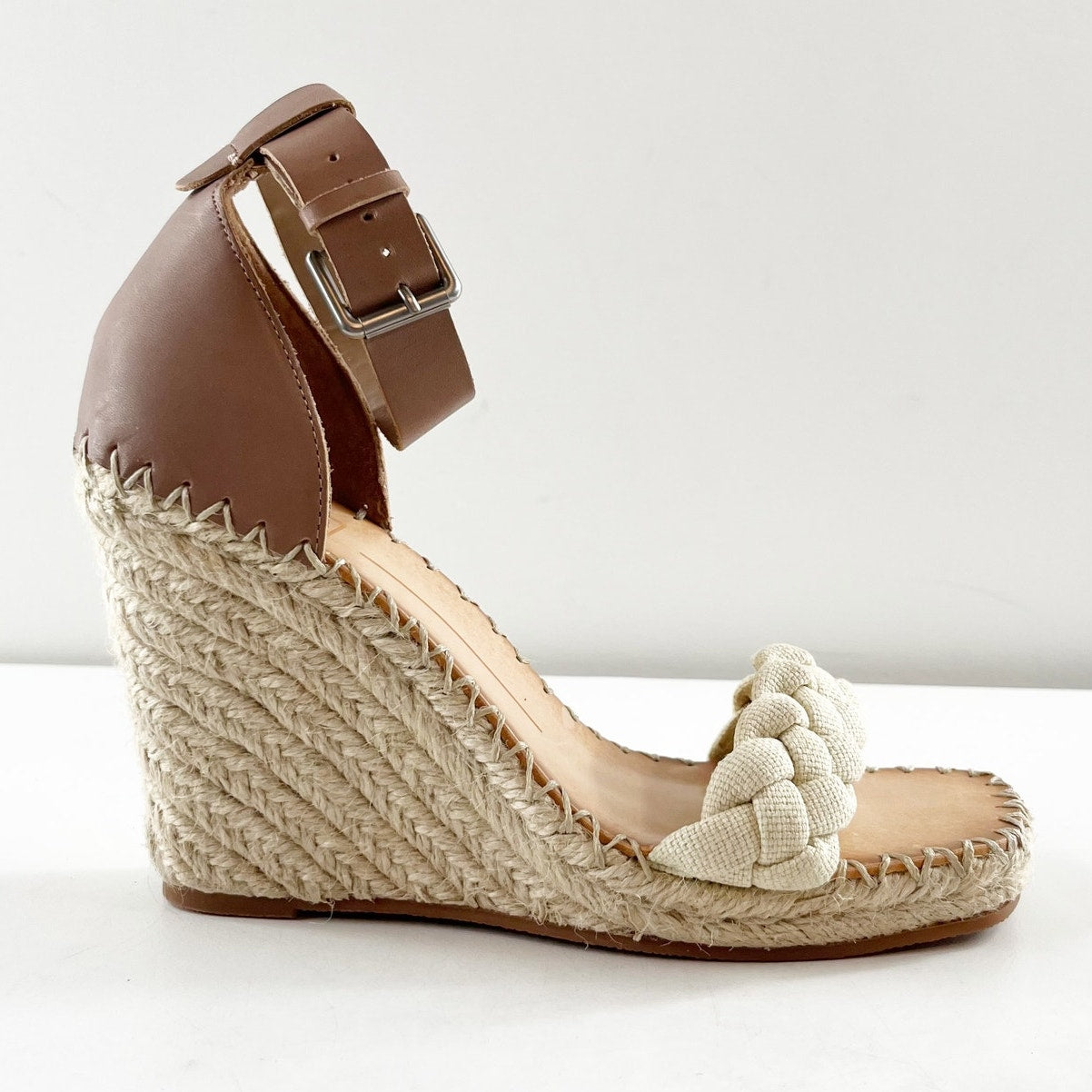 Dolce Vita Nilton Braided Platform Wedge Espadrille Sandal Sandstone Canvas 8