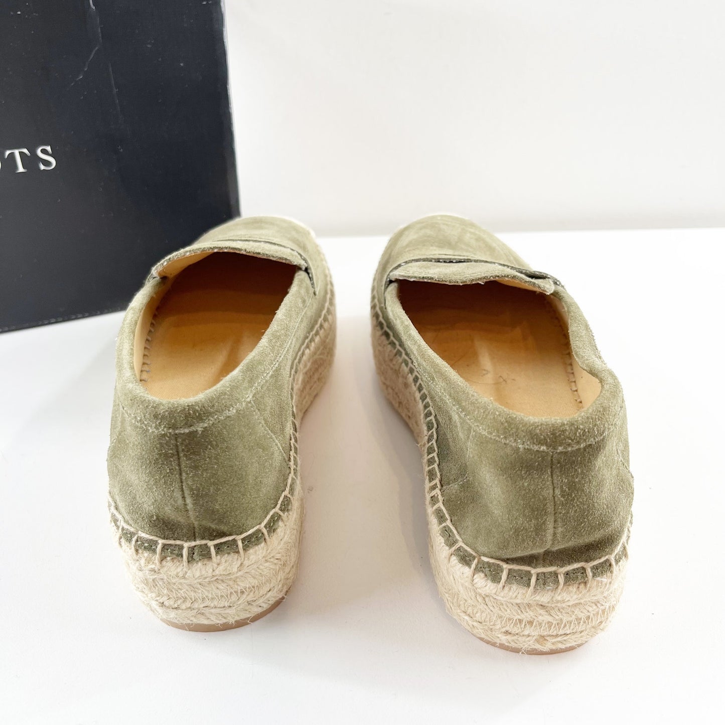 Talbots Quinn Platform Suede Espadrille Shoes Deep Moss Green 8.5