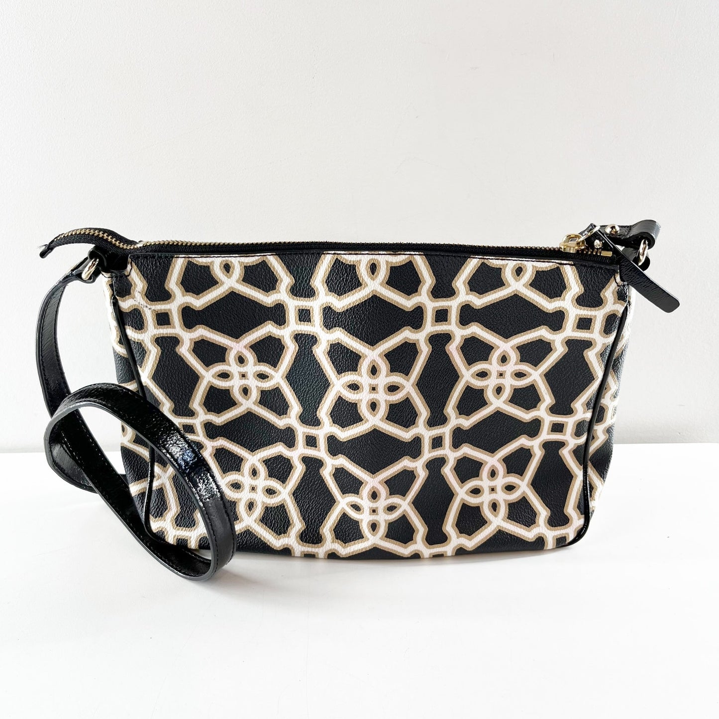 Kate Spade Chrissy Moroccan Print Crossbody Purse Bag Black