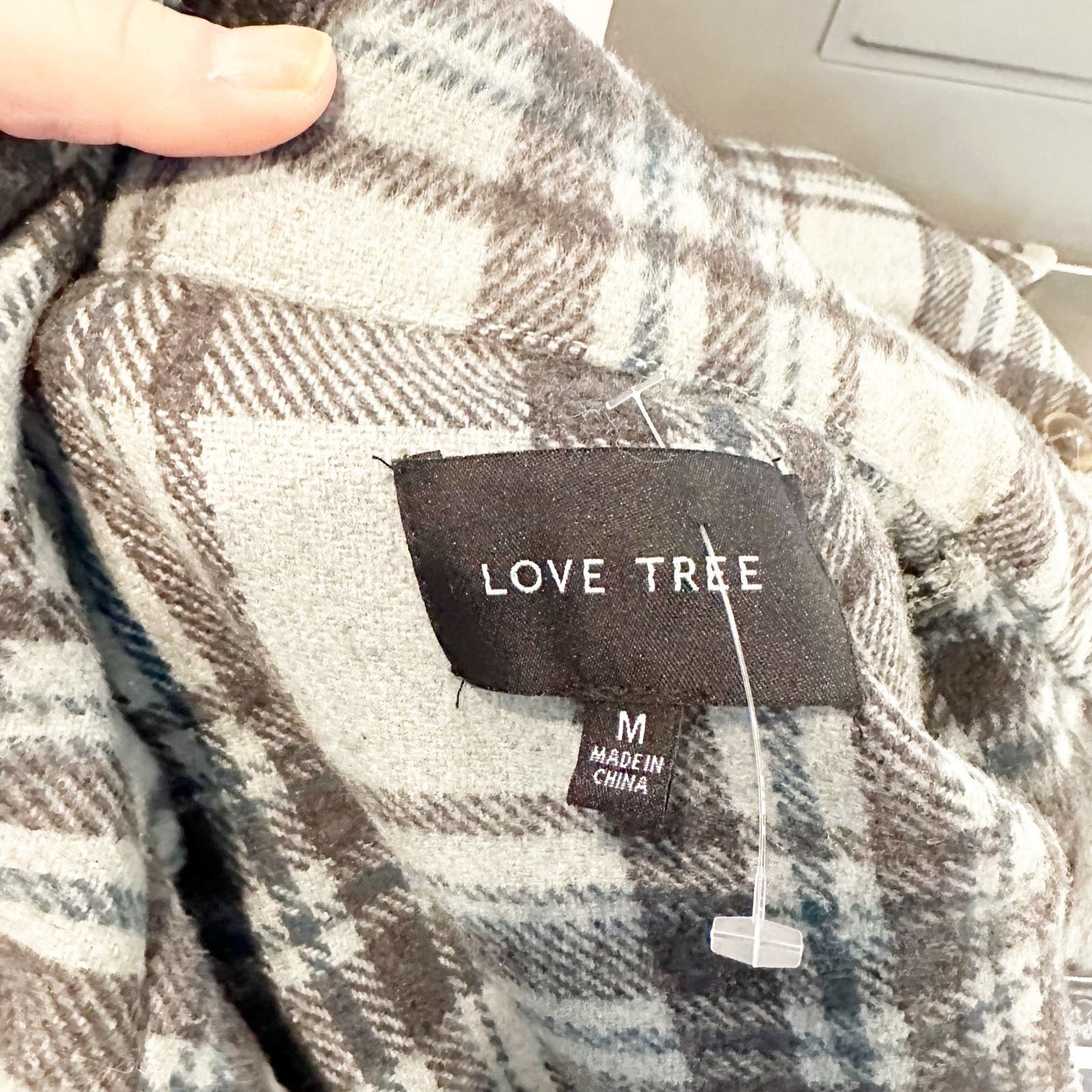 Love Tree Button Up Long Sleeve Plaid Shirt Jacket Shacket Green Medium