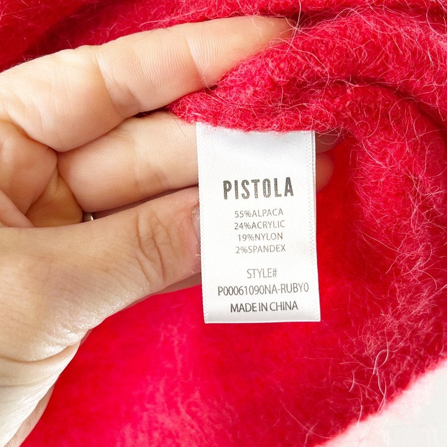 Pistola Micah Elbow Length Boxy Crewneck Sweater Ruby Red XS