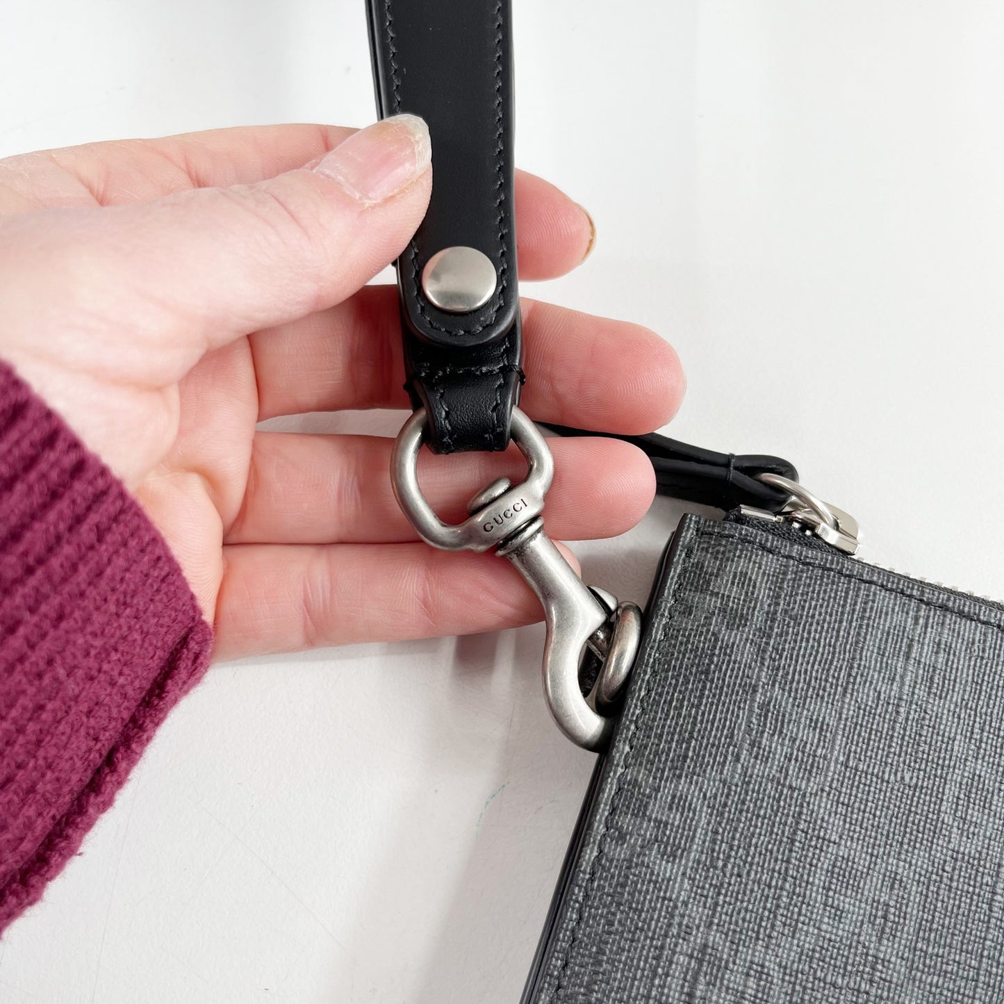 Gucci GG Supreme Kingsnake Canvas Pouch Wristlet Wallet Black