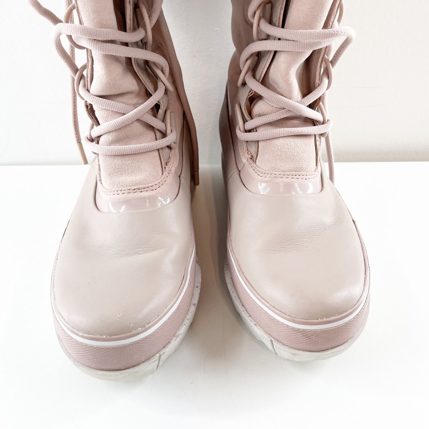 Sorel Joan of Arctic Mid Calf Faux Fur Waterproof Snow Boots Pink 7.5
