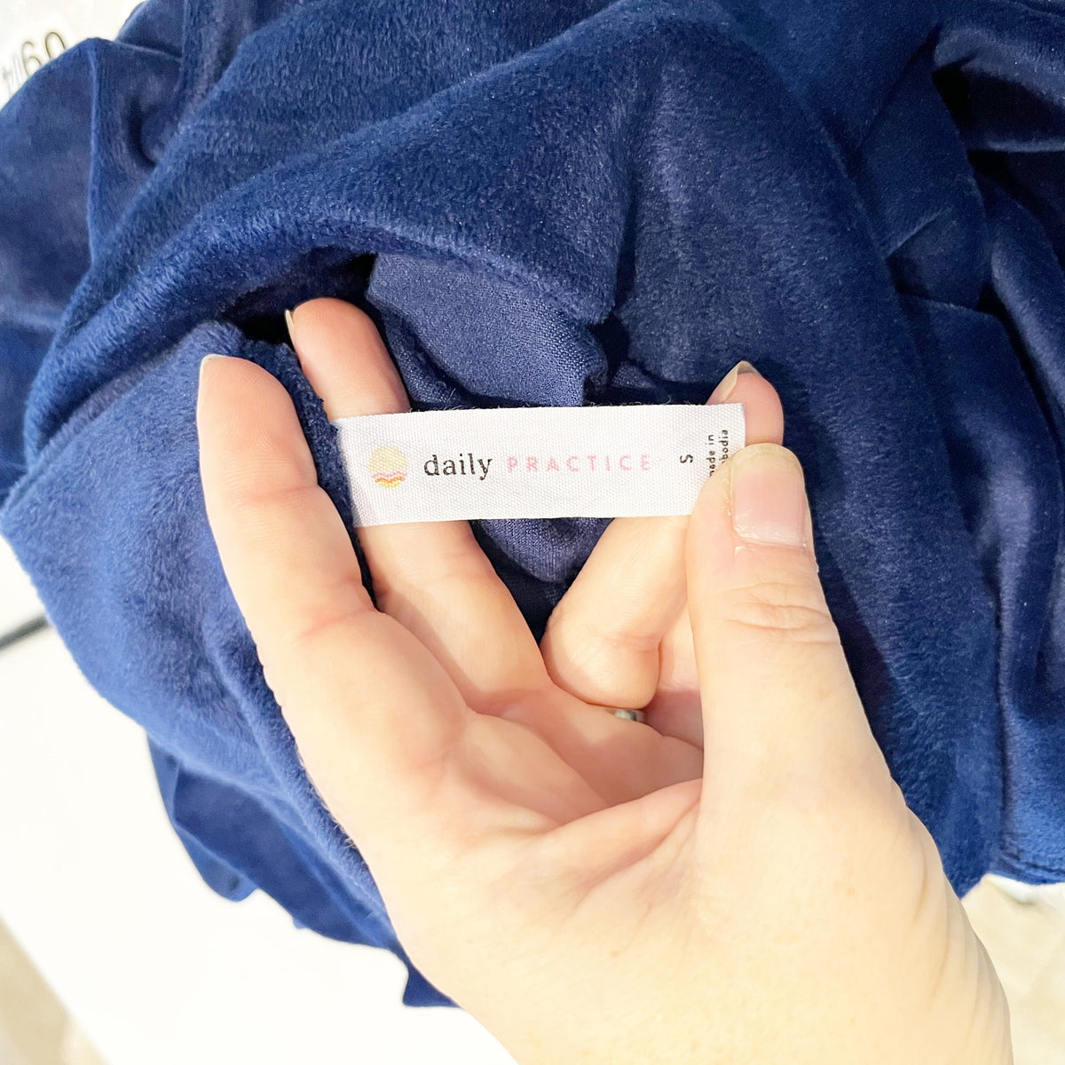 Daily Practice x Anthropologie Side-Tie Velvet Pullover Sweater Cobalt Blue S