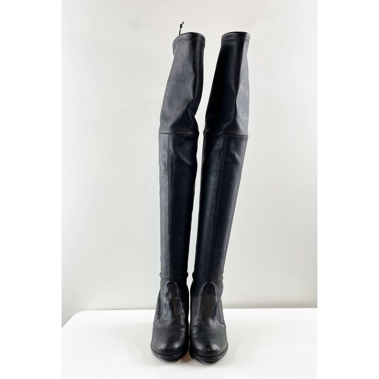 Stuart Weitzman Tieland Stretch Nappa Leather Over-the-Knee Boots Black 8M