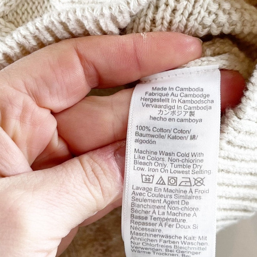 J. Crew Crewneck Cable Knit Long Sleeve Cotton Sweater Cream XS