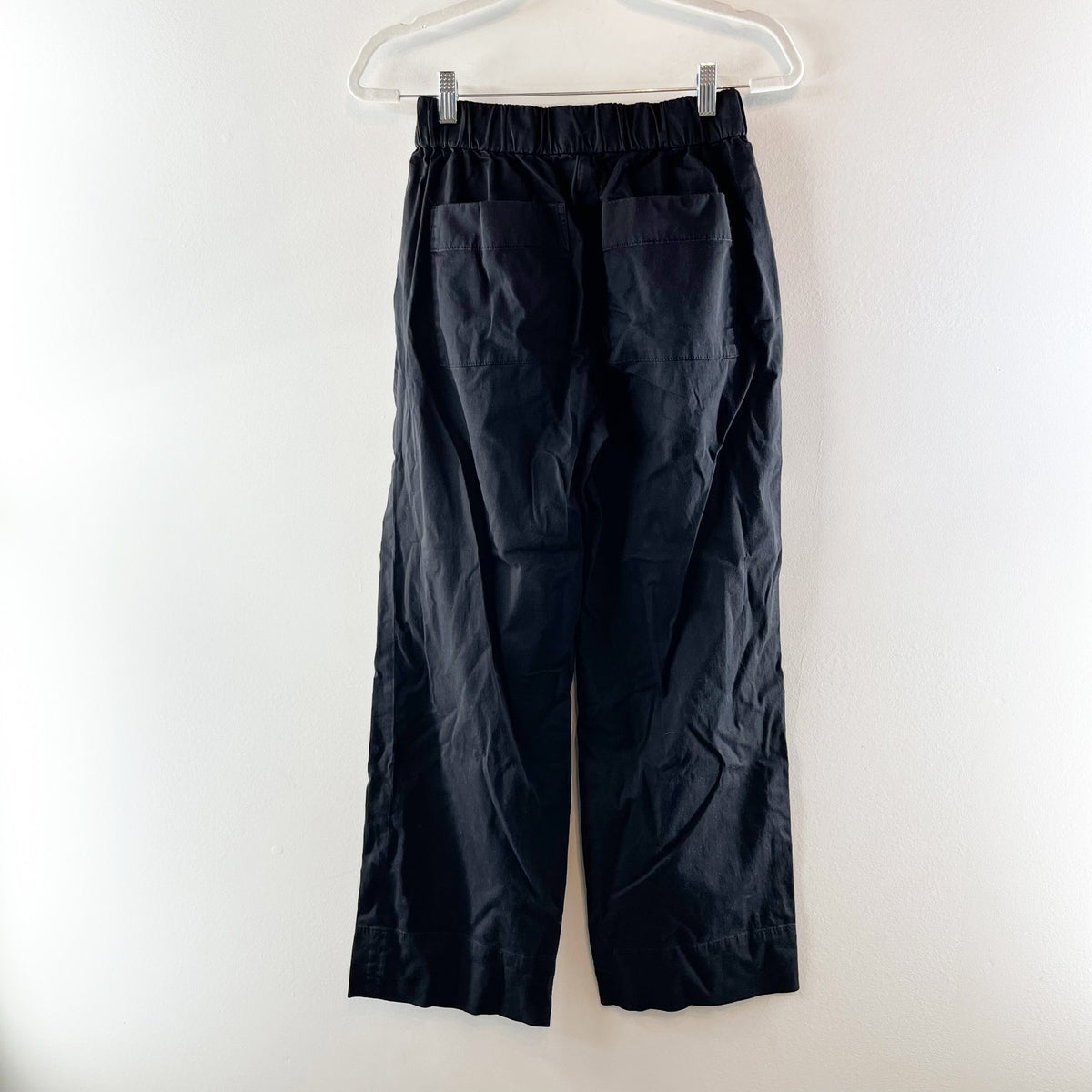 Everlane Pull On High Waisted Cotton Twill The Easy Pants Black Small