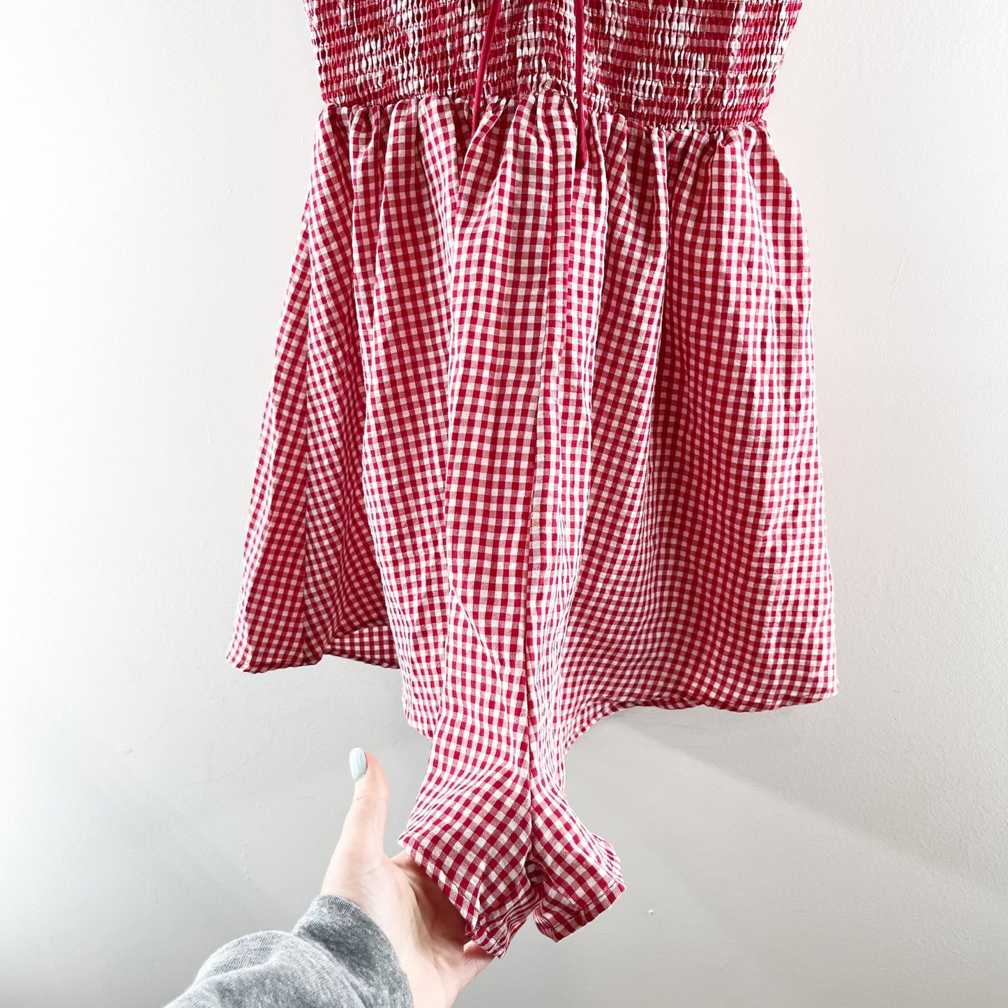 Princess Polly Wescott Short Puff Sleeve Gingham Romper Red White 6