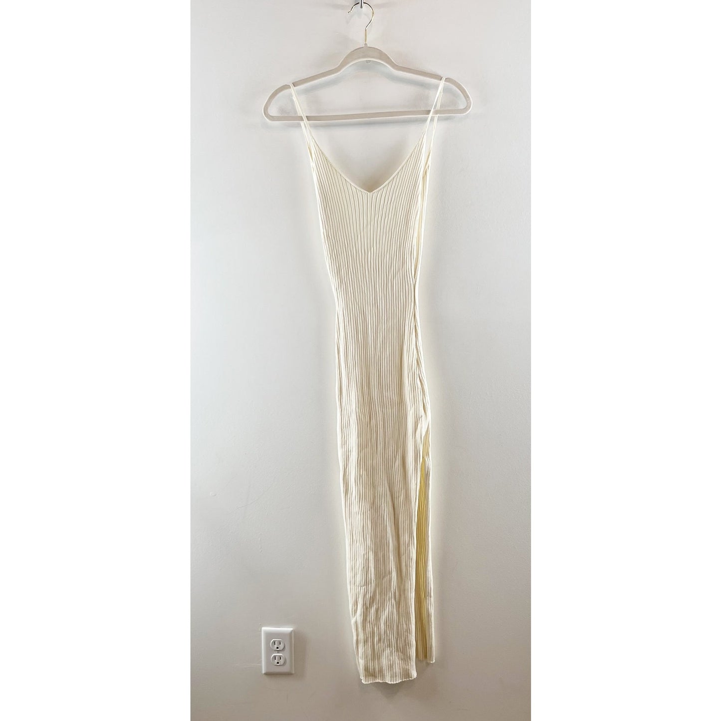 Anthropologie The Aimee Slim Ribbed Knit Midi Dress Cream XS