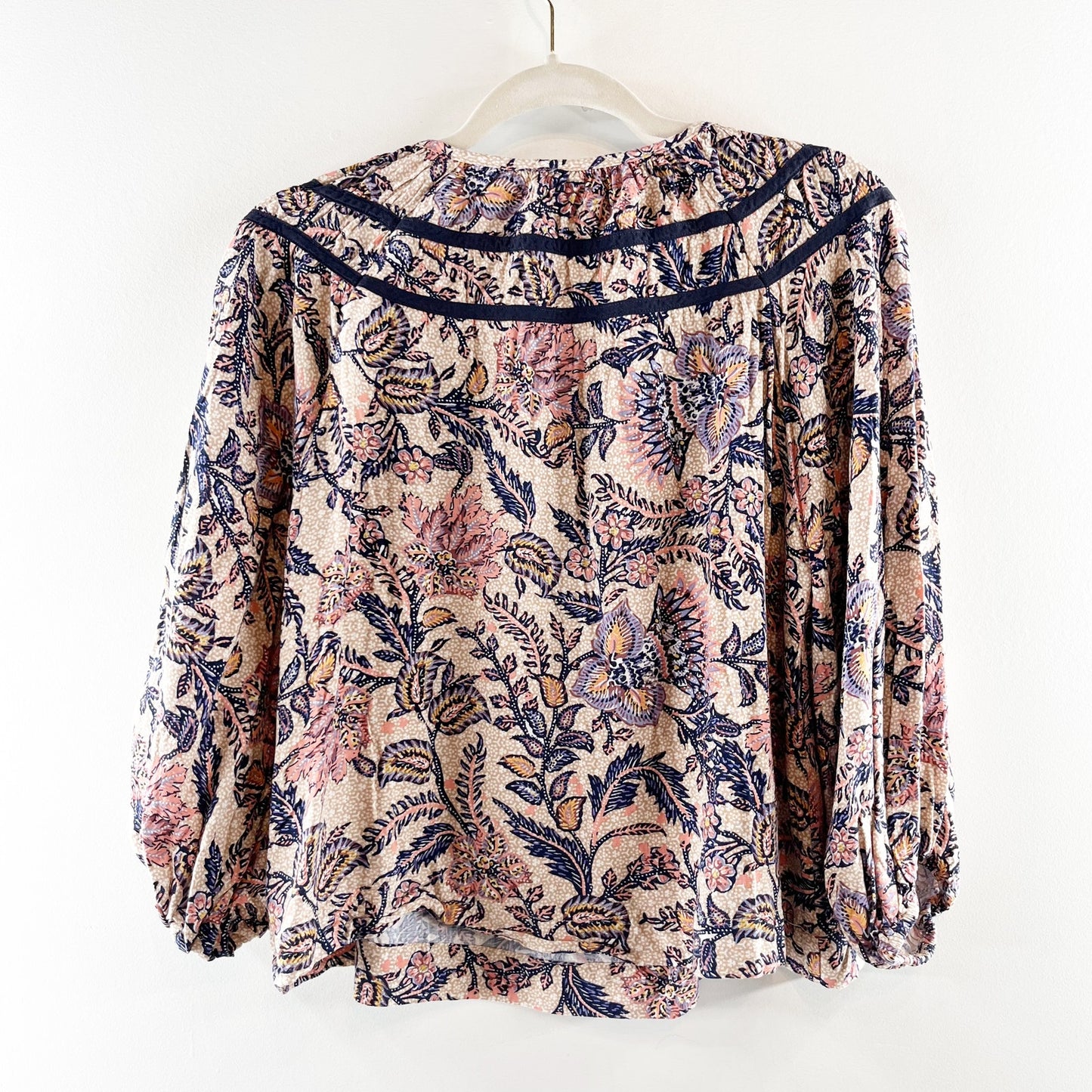 Evereve Oliver Floral Gathered Balloon Sleeve Blouse Top Multi Small