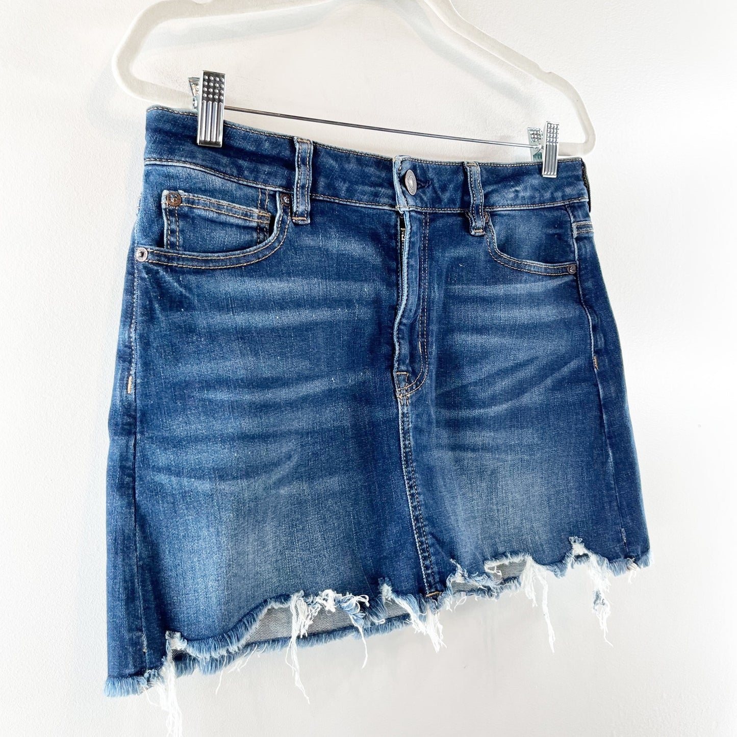 American Eagle High Rise Mini Jean Denim Skirt Blue 10