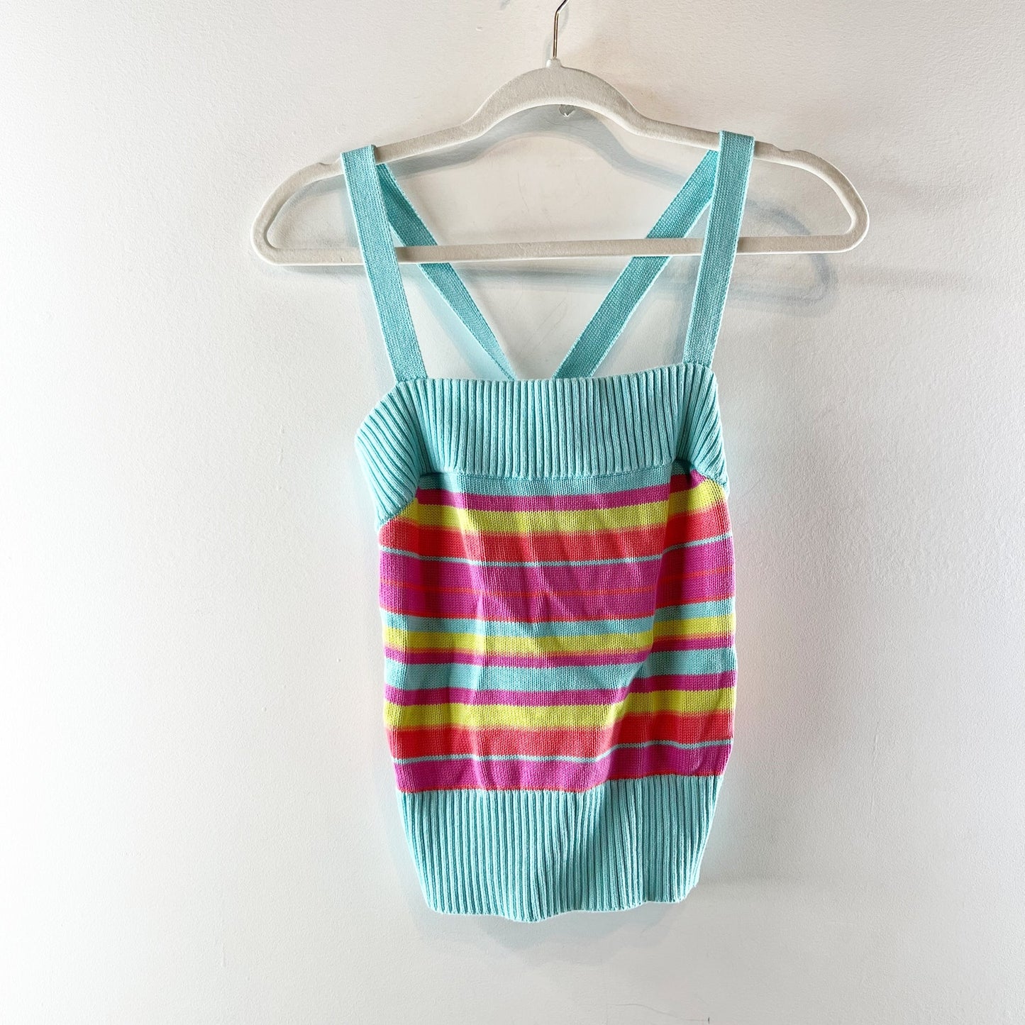 Trina Turk Marina Striped Sleeveess Cami Tank Top Blue Multi Medium
