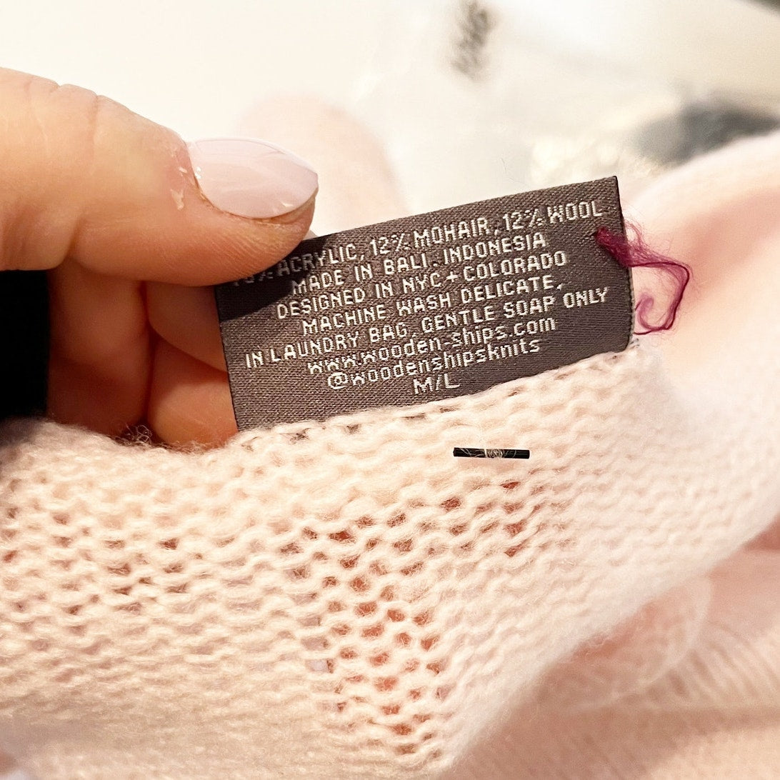 Wooden Ships Champagne Please Embroidered Knit Sweater Pink Medium / Large