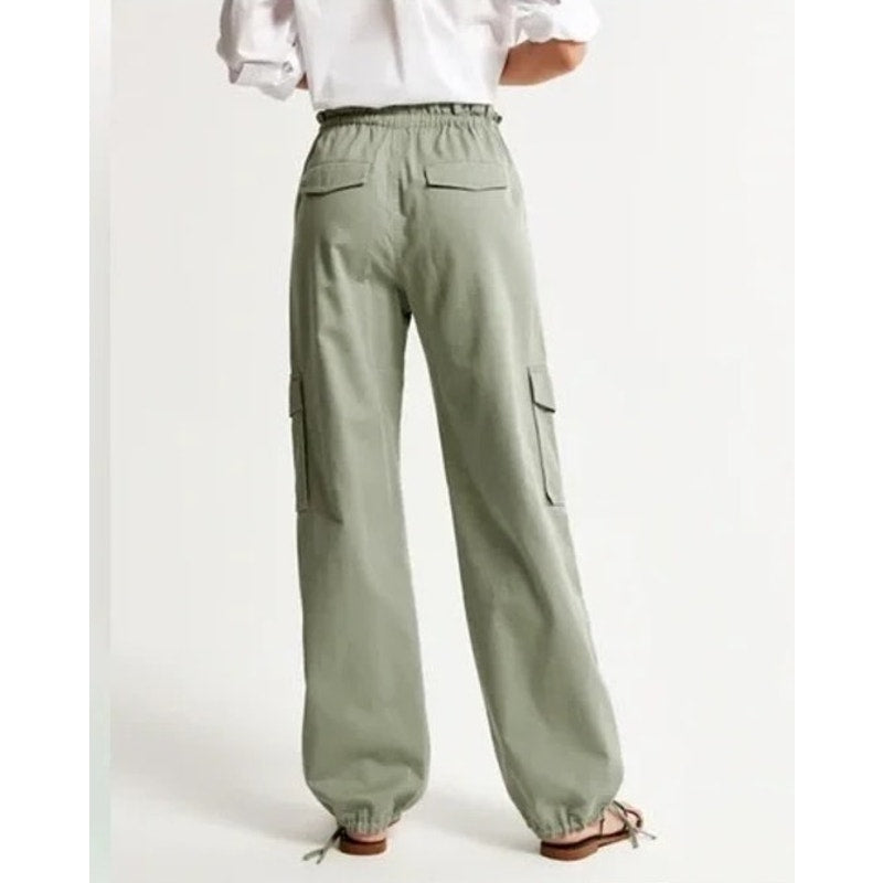 Abercrombie High Rise Baggy Cargo Utility Pants Green XL Petite