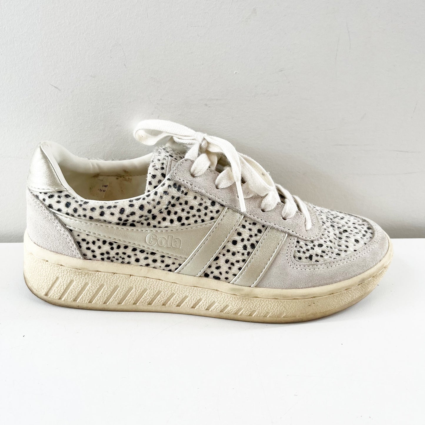 Gola Grandslam Savanna Spotted Lace Up Low Top Sneakers White Gray 7