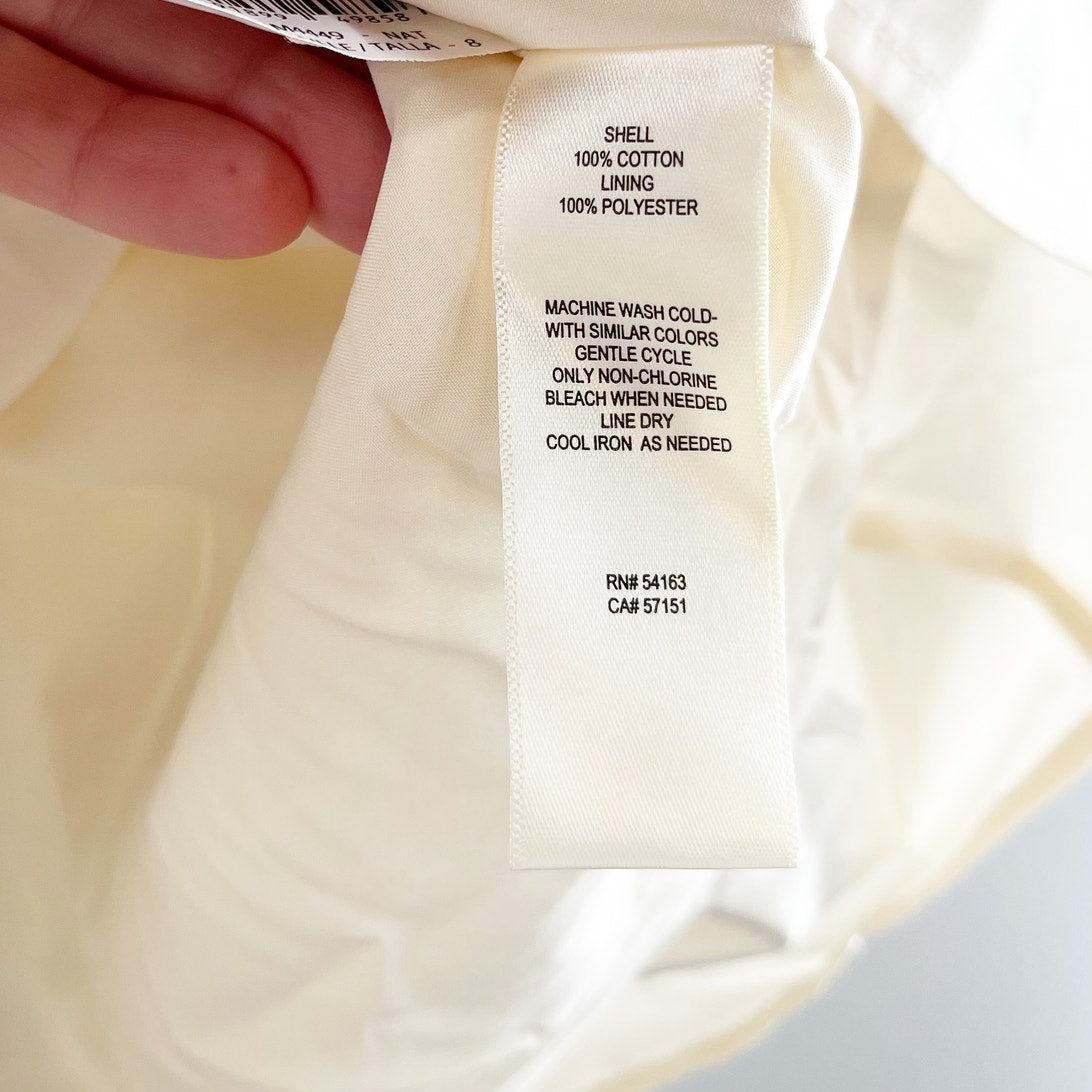 Eliza J Puff Short Sleeve Cotton Smocked Mini Dress Cream 8