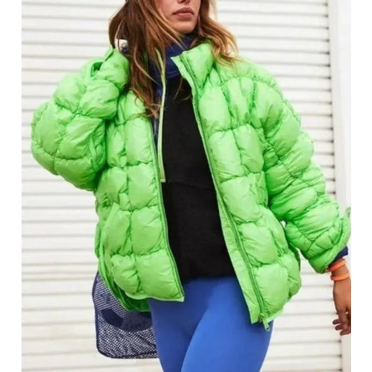 Free People Movement Scrunchy Glossy Pippa Packable Puffer Jacket Lime Green S