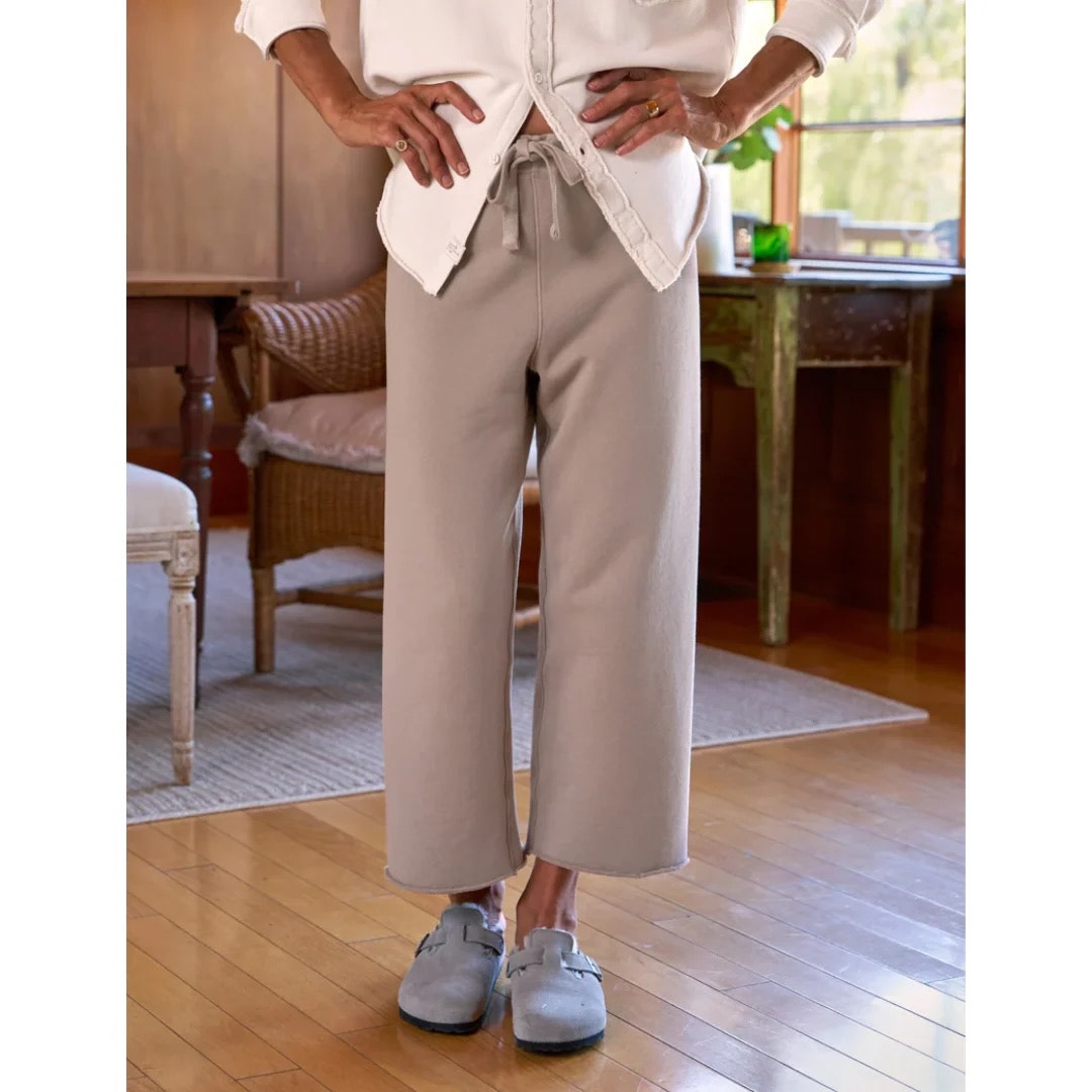 Frank & Eileen Catherine Favorite Wide Leg Cropped Sweatpants Biscotti Tan M