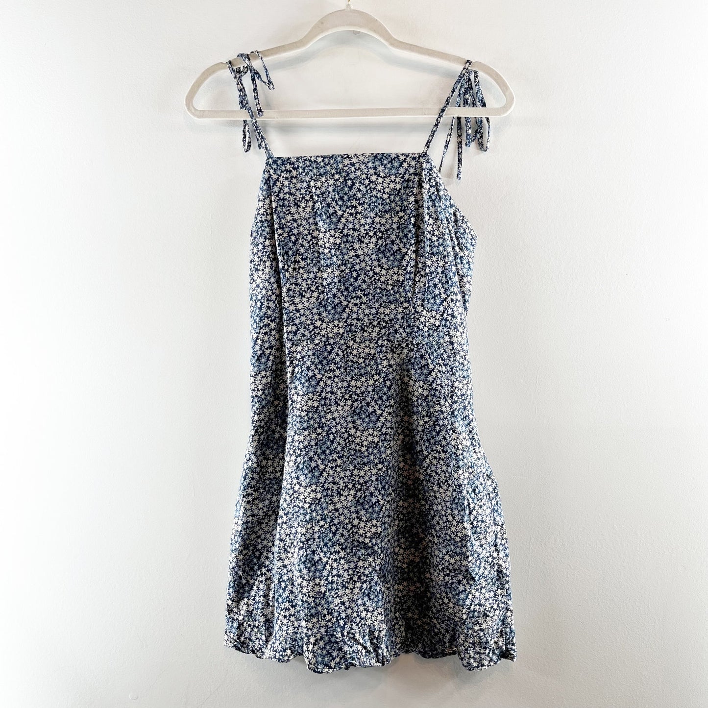 Abercrombie Tie Strap Floral Mini Slip Dress Blue Medium