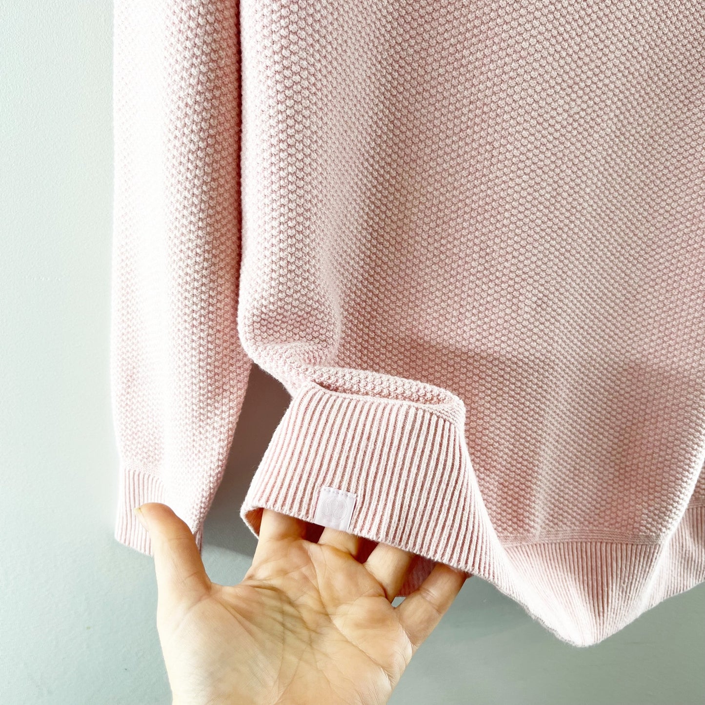 Lululemon Cotton Long Sleeve Crewneck Waffle Knit Sweater Pink Medium