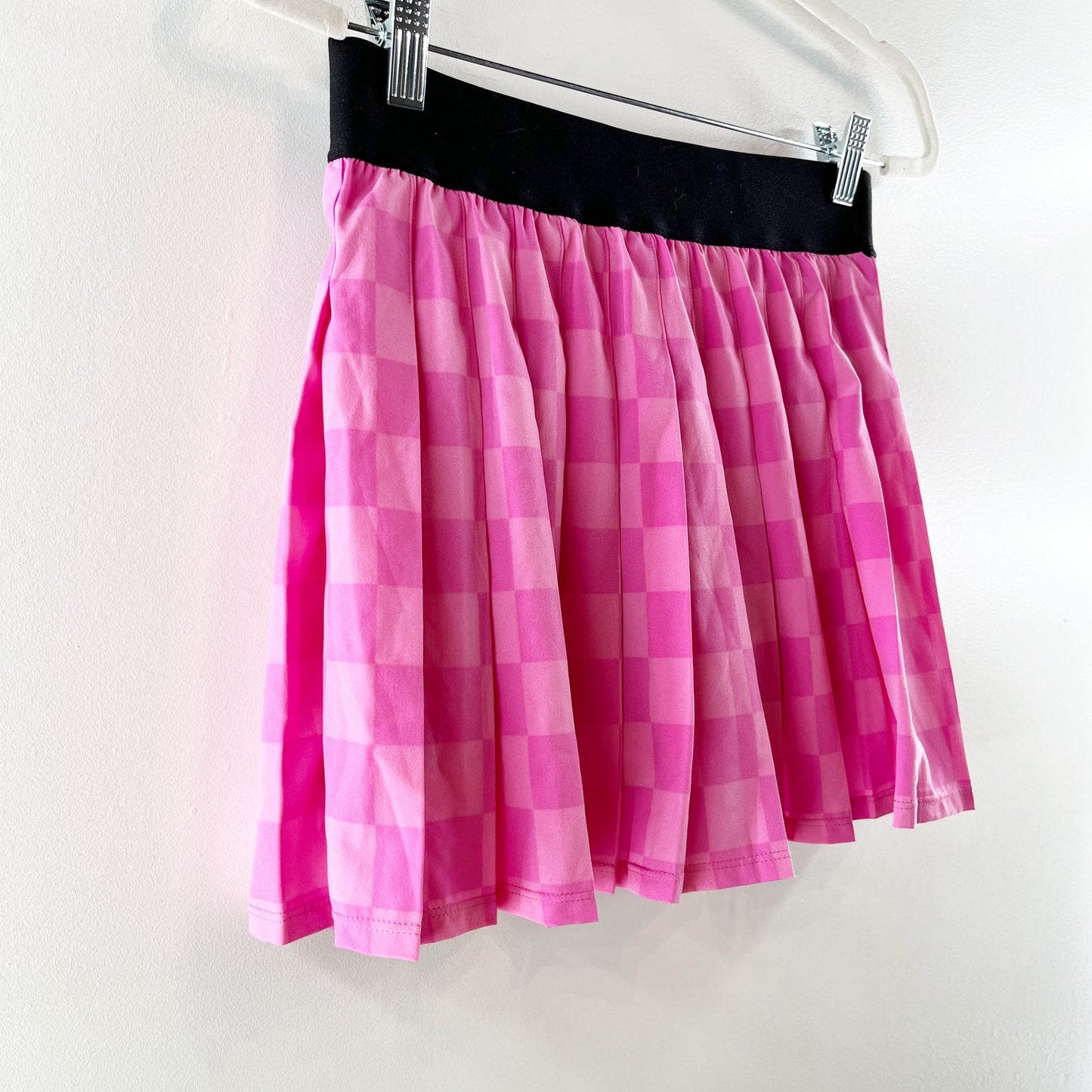 JoyLab Check High Rise Pleated Tennis Skirt with Built-in Short Berry Pink Small