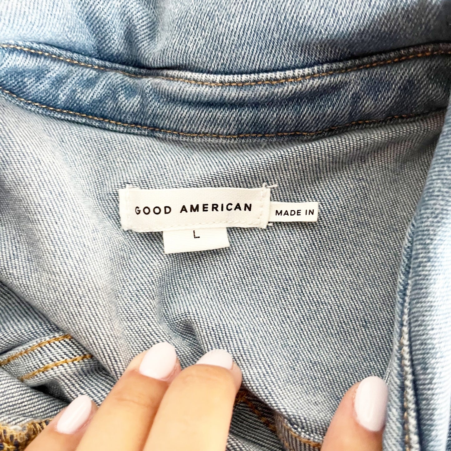 Good American Fit For Success Short Sleeve Bootcut Denim Jumpsuit Blue L