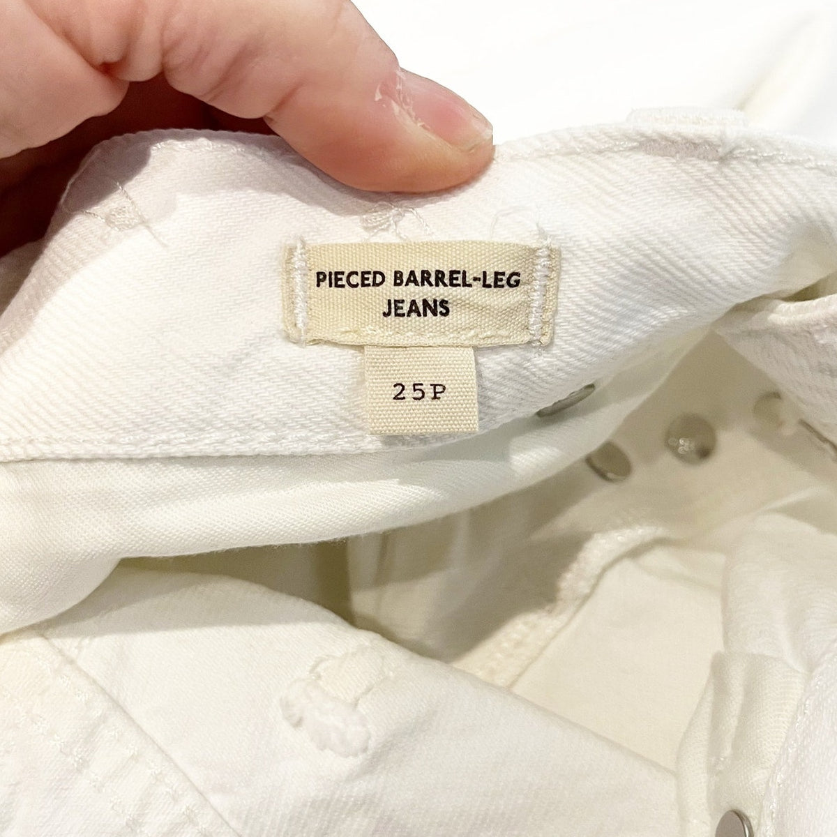 Madewell Pieced Rigid Denim Raw Hem Barrel-Leg Ankle Jeans Tile White Petite 25