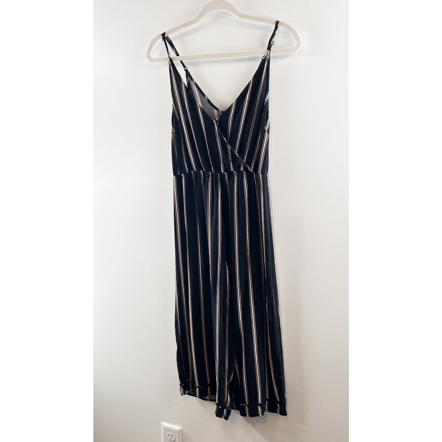 LA Hearts PacSun Striped Tank Cropped Wide Leg Jumpsuit Black XS