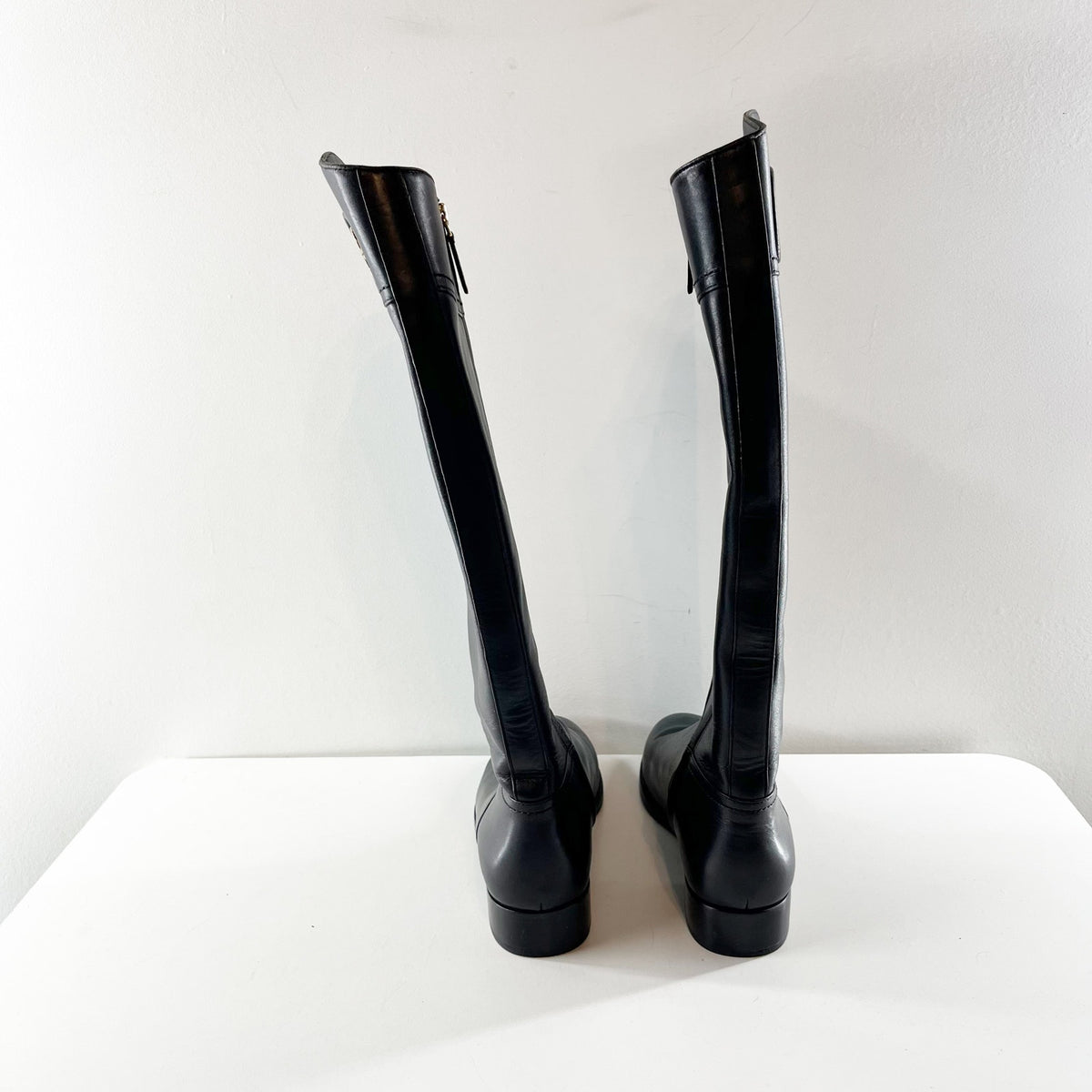 Tory Burch Junction Tall Leather Riding Boots Black 8.5
