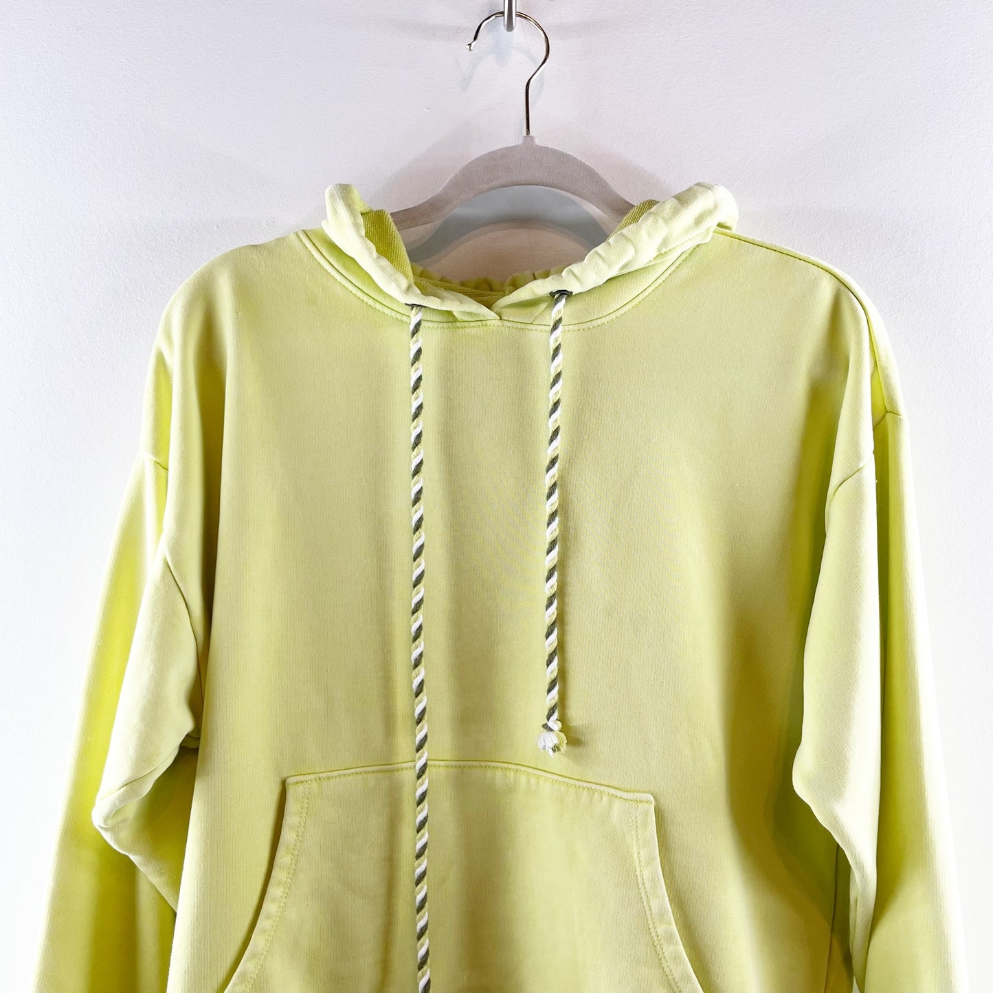 Evereve Neon Pullover Hoodie Sweatshirt Cotton Green Small