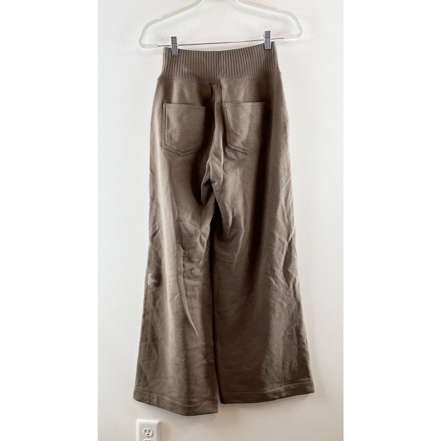 Alo Yoga Serenity Soft French Terry High Waisted Wide Leg Sweatpants Truffle XS