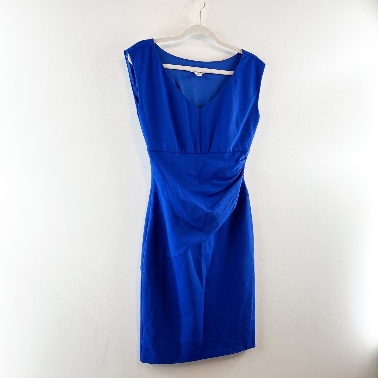 Diane Von Furstenberg Bevin Cap Sleeve Ruched Mini Shift Dress Royal Blue 4