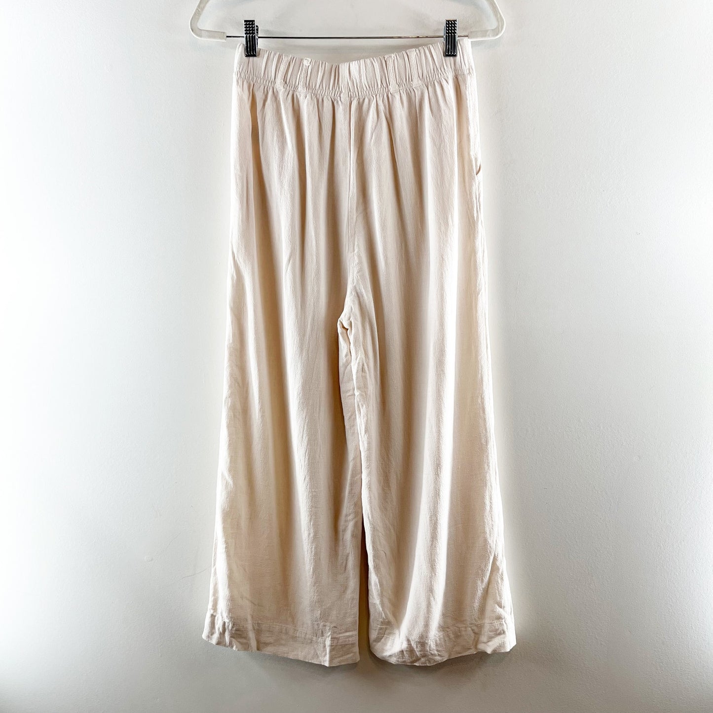 Z Supply High Rise Wide Leg Farrah Linen Blend Pants Trousers Cream Ivory Small