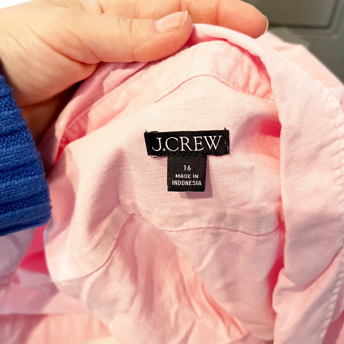 J. Crew Garment-Dyed Chambray Long Sleeve Button-Up Shirt Pink Plus Size 16