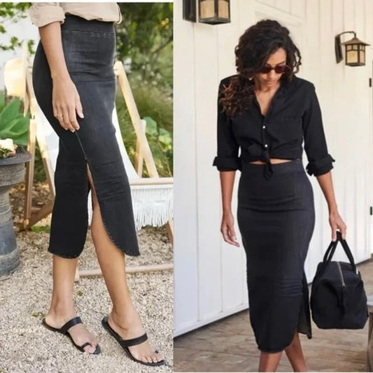 Frank & Eileen Donegal Unforgettable Cotton Long Midi Skirt Black 12