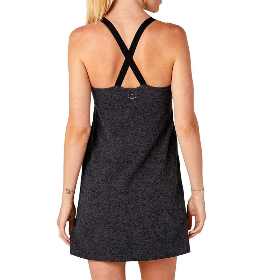 Beyond Yoga Spacedye Move It Tennis Mini Dress Black Charcoal Gray Small