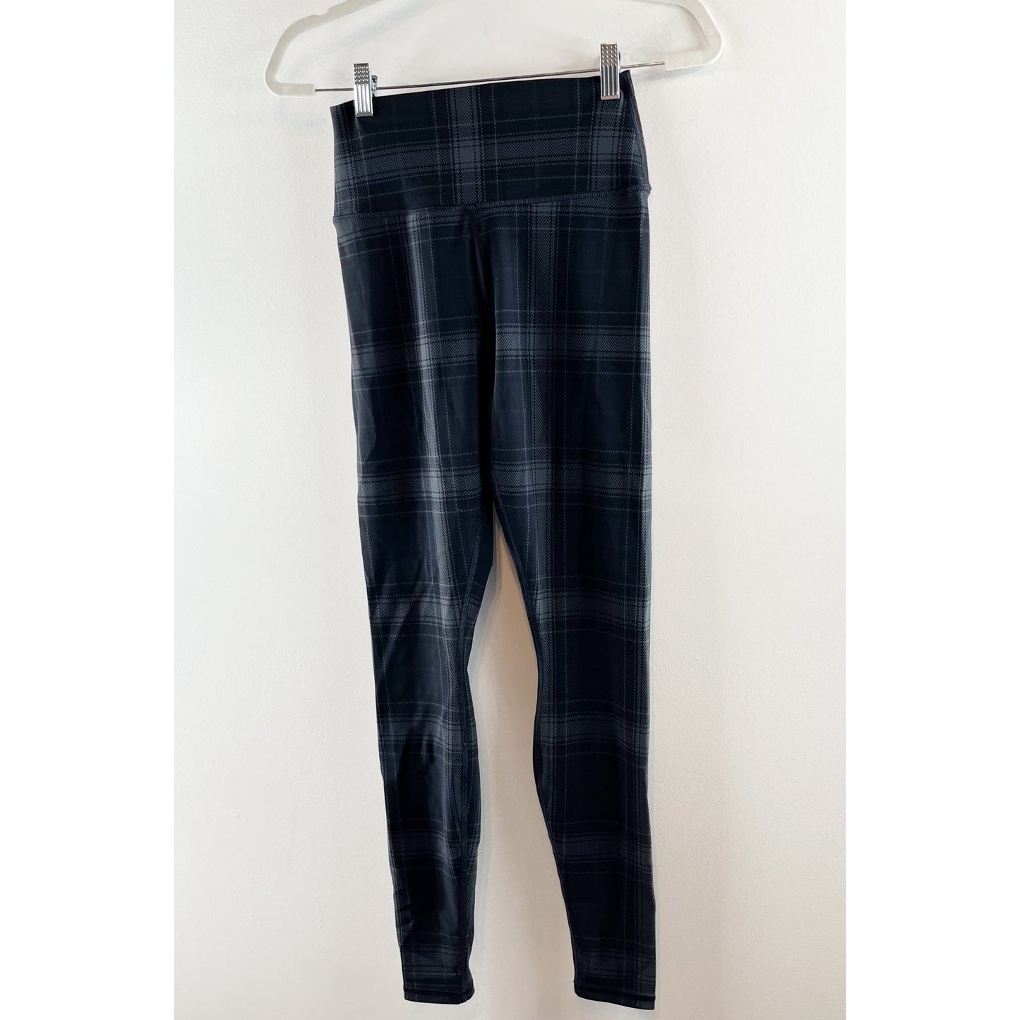 Alo Yoga Plaid High Rise Vapor Full Length Leggings Black Gray Small