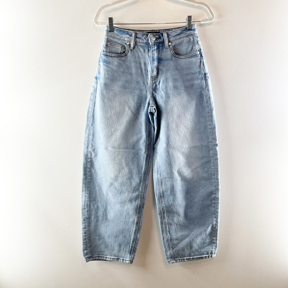 Quince Bella Stretch High Rise Barrel Jeans Organic Cotton Cool Blue 26